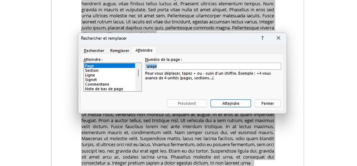 Supprimer une page dans Word